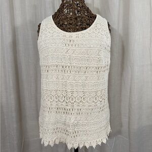 Ava & Viv Cream Lace Tank Top, Size X